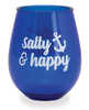 Cape Shore Salty & Happy Blue Stemless Wine Glass