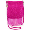 Mary Frances Fringe Benefit Hot Pink Pouch Crossbody Purse