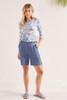 Tribal Flowy Pull-On Dark Chambray Denim Wide Leg Shorts