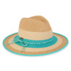 Sun N Sand Isla Aqua Stripe Caribbean Joe Straw Safari Hat  