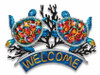 Color Splash Sea Turtles  Multi-Color Welcome Metal Wall Sign