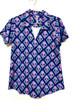 Lulu-B Pineapples Short Sleeve Collar Top