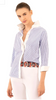 Gretchen Scott Studio 54 Blue Periwinkle Pinstripe Boyfriend Shirt