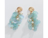 Periwinkle Aqua Iridescent Scallop Shells and Pearls Gold Dangle Earrings