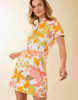 Spartina 449 River Club Watercolor Flowers Short Sleeve Serena Pique Dress