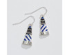 Periwinkle Blue Striped Lighthouse Silver Dangle Earrings