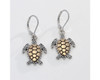 Periwinkle Textured Gold Shell Silver Turtle Dangle Earrings