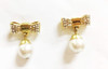 Brighton My Flat In London Pearl Drop Gold Bow Earrings