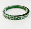 Andrew Hamilton Crawford Kaleidoscope Green & Silver Hinged Bangle Bracelet