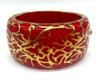 Andrew Hamilton Crawford Red Damask & Gold Hinged Thick Bangle Bracelet