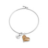 Dune Jewelry Beach Sand Heart Charm Silver Bangle Bracelet