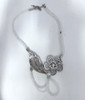 Hannah Crystal Net Cord Silver Flower Bib Statement Necklace
