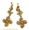 Euro Gold Filagree Flowers With Multi-Colored Crystals Dangle Earrings