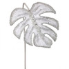 Regency Iced Glitter Monstera Leaf Spray Stem
