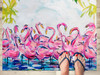 Green Box Pink Flamingo Flock Foam Indoor Mat Rug