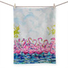 Green Box Pink Flamingo Flock Kitchen Tea Towel