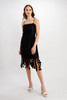 Frank Lyman Cut Out Circle Fringe Hem Black Cocktail Dress