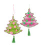 Kurt Adler Palm Beach Pompom Christmas Tree Shaped Ornaments