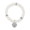 Brighton Contempo Heart Charm Pearl Stretch Bracelet