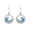 Ocean Jewelry Blue Crystal Ocean Wave Silver Drop French Wire Earrings