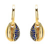 Ocean Jewelry Sapphire and Gold Vermeil Cowrie Shell Drop Earrings