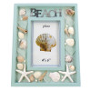Beach Sea Shells Aqua Wood  Photo Frame