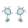 Ocean Jewelry Mother & Baby Turtle Aqua & Silver Dangle Earrings
