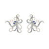 Ocean Jewelry Crystal and Pearl Octopus Silver Button Earrings