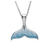Ocean Jewelry Aqua Crystal Whale Tail Pendant Silver Necklace