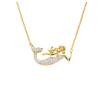Ocean Jewelry Swimming CZ Mermaid 14KT Vermeil Gold Necklace