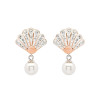 Ocean Jewelry Pearl Drop Rose Gold & Silver Scallop Shell Earrings