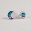 Mosaico Jewelry Moon and Sun Stud Crystal Earrings