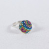 Mosaico Jewelry Brilliant Crystal Small Moon Silver Ring