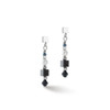 Coeur De Lion Black Square GeoCUBE® Crystal & Pearl Silver Dangle Earrings