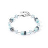 Coeur De Lion Iconic Mono Ice Blue GeoCUBE® Crystal Silver Bracelet