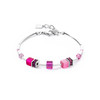Coeur De Lion Iconic Lite GeoCUBE® Magenta Pink Crystal Silver Bracelet