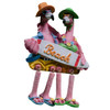 Fancy That Flamingo Beach Couple Dangle Legs Shelf Sitter Figurine