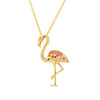 Ocean Jewelry Pink Cubic Zirconias Flamingo Pendant Gold Necklace