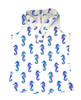Lulu-B Blue Seahorse Print Ruffle Neckline Sleeveless Top
