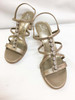 Brighton Reward Platinum Jeweled Champagne High Heel Strappy Leather Sandal