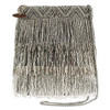 Mary Frances Shimmer Falls Silver Bead Tiki Fringe Crossbody Purse