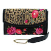Mary Frances Flowers Gone Wild Leopard Clutch Shoulder Bag