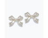 Periwinkle Bow with Mini Pearls Silver Earrings