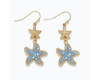 Periwinkle Sparkling Blue Druzy Starfish Gold Dangle Earrings