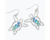 Periwinkle Cut-Out Silver Turtle With Blue Stones Earrings