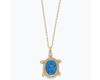 Periwinkle Blue Druzy Turtle Pendant Gold Chain Necklace