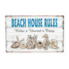 Beachcombers Beach House Rules Wood Plank Wall Sign