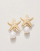 Spartina 449 Gold Starfish Dangle Pearl White Opal Post Earrings