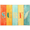Olivia's Home Surf Word On Colorful Planks Ultra Thin Palm Tree Accent Rug
