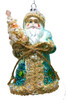 Coastal Blue Santa Holding a Christmas Tree Ornament